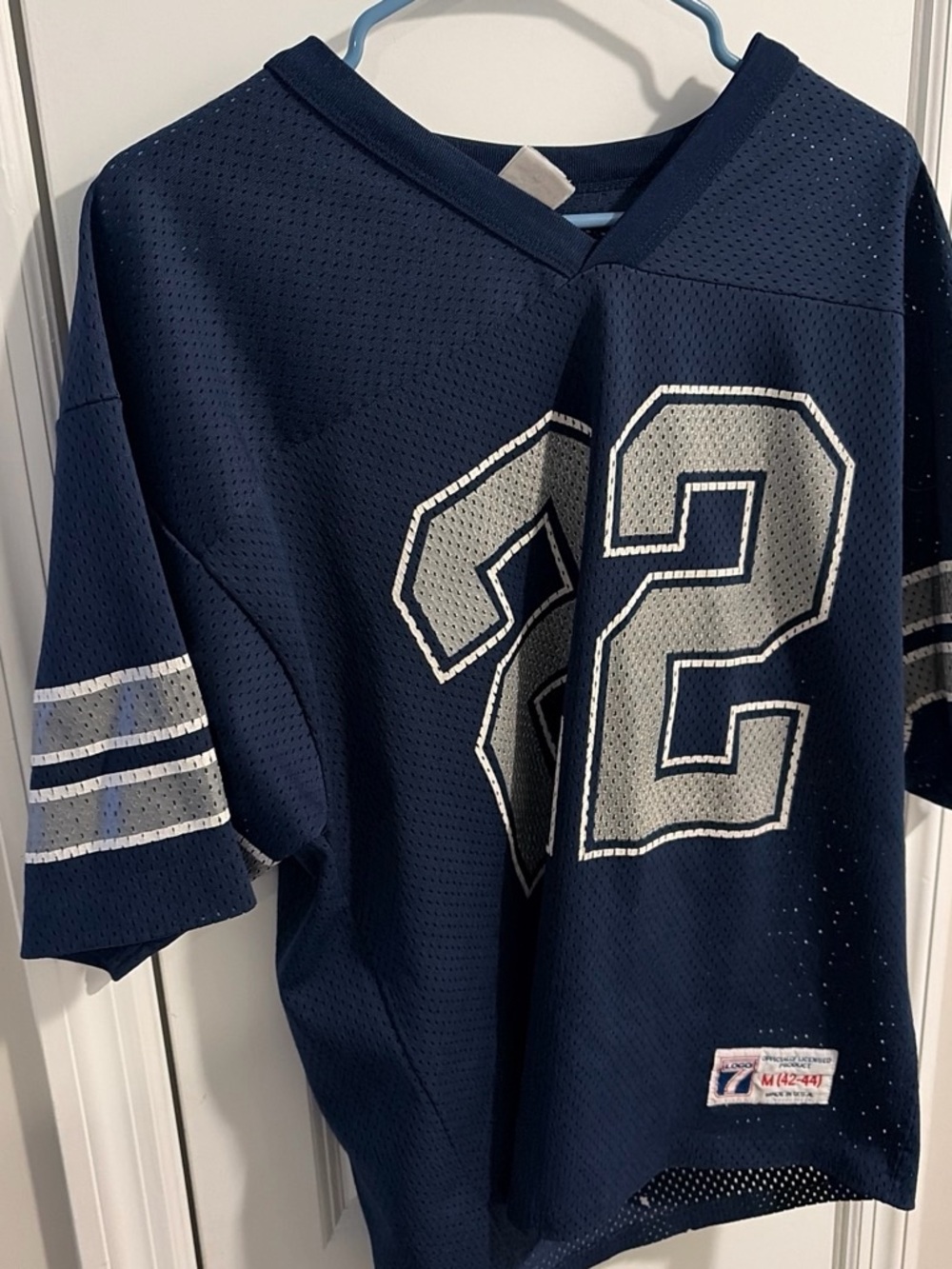 Navy Football Jersey Top with Silver Number 22